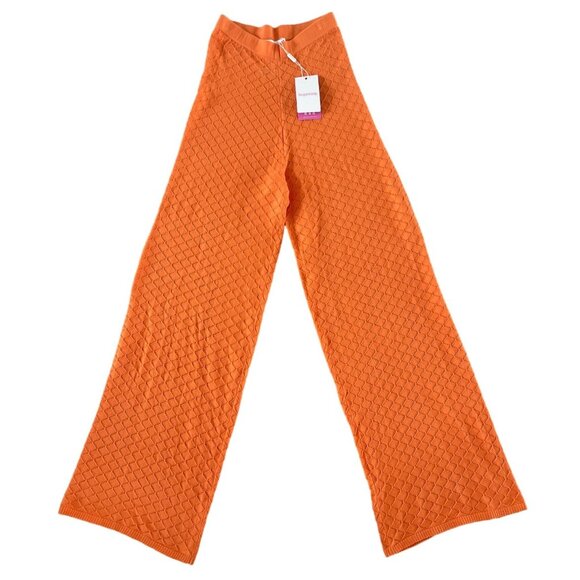 Beginning Boutique Zaida Orange Knit Wide Leg Knit Pants‎ US 2 $69 NWT Chic Fun - Picture 6 of 16